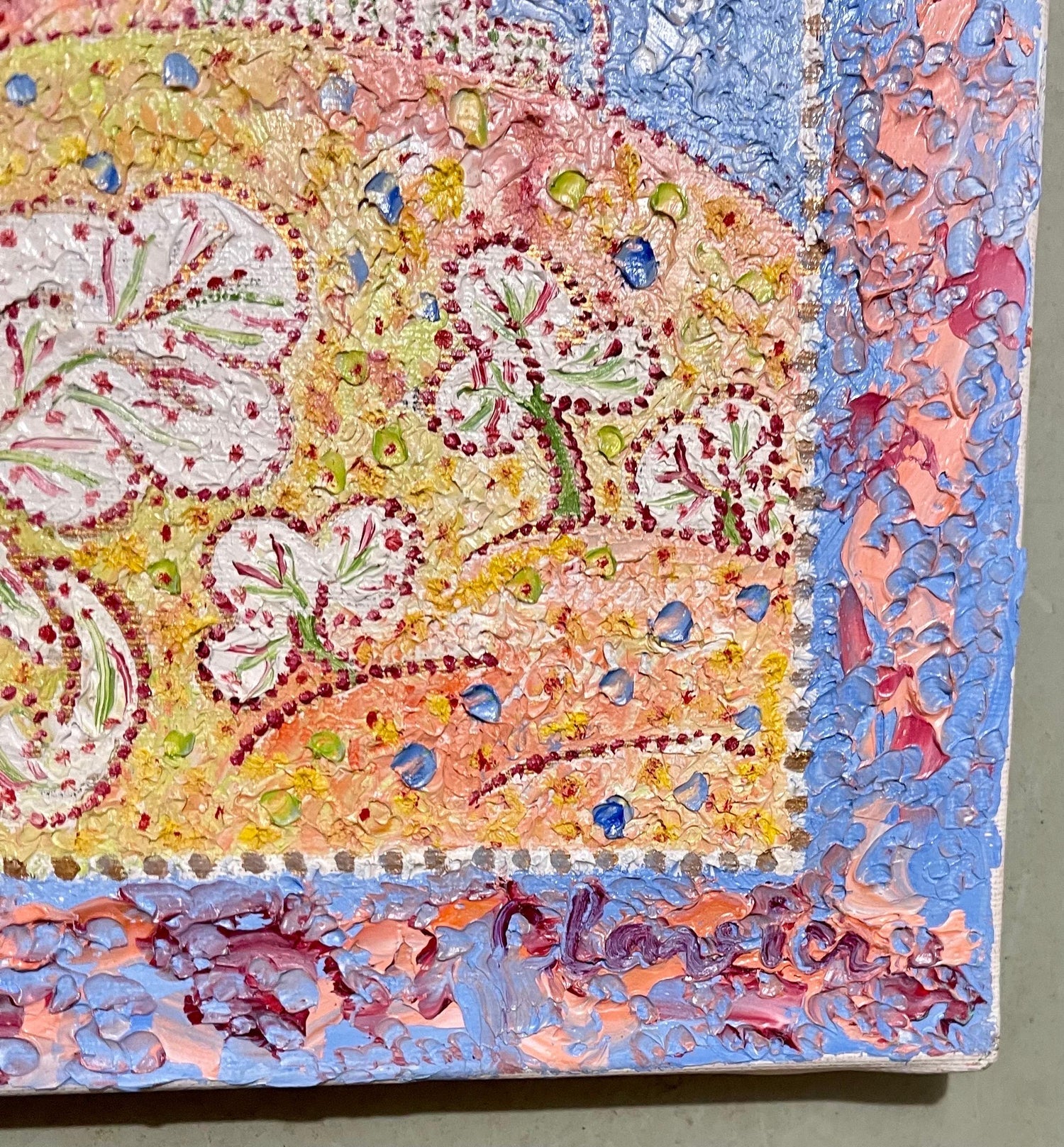 Whimsical French Folk Art, Naive, Oil Painting  Madeline Marie Christine Clavier