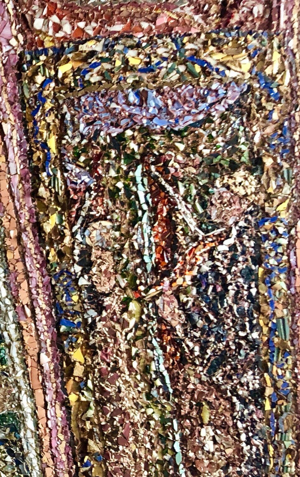 Large American Folk Art Masterpiece Glass Mosaic Sculpture Painting Wall Hanging