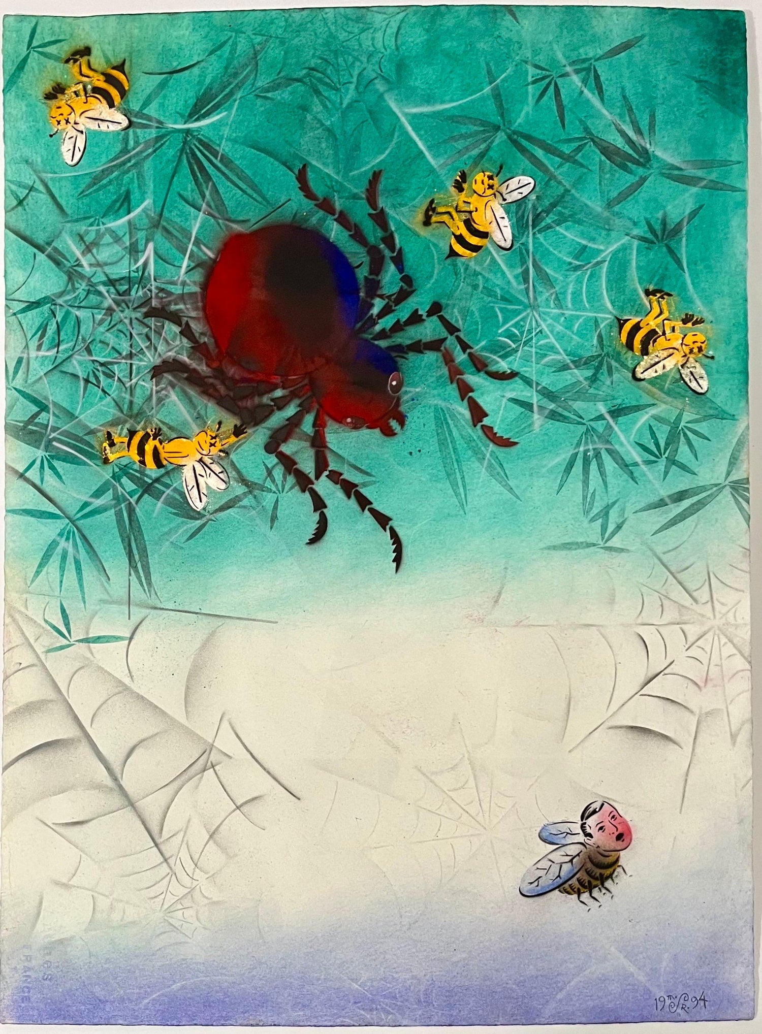 Abstract Surrealist Spray Paint Mixed Media The Web Mason Rader