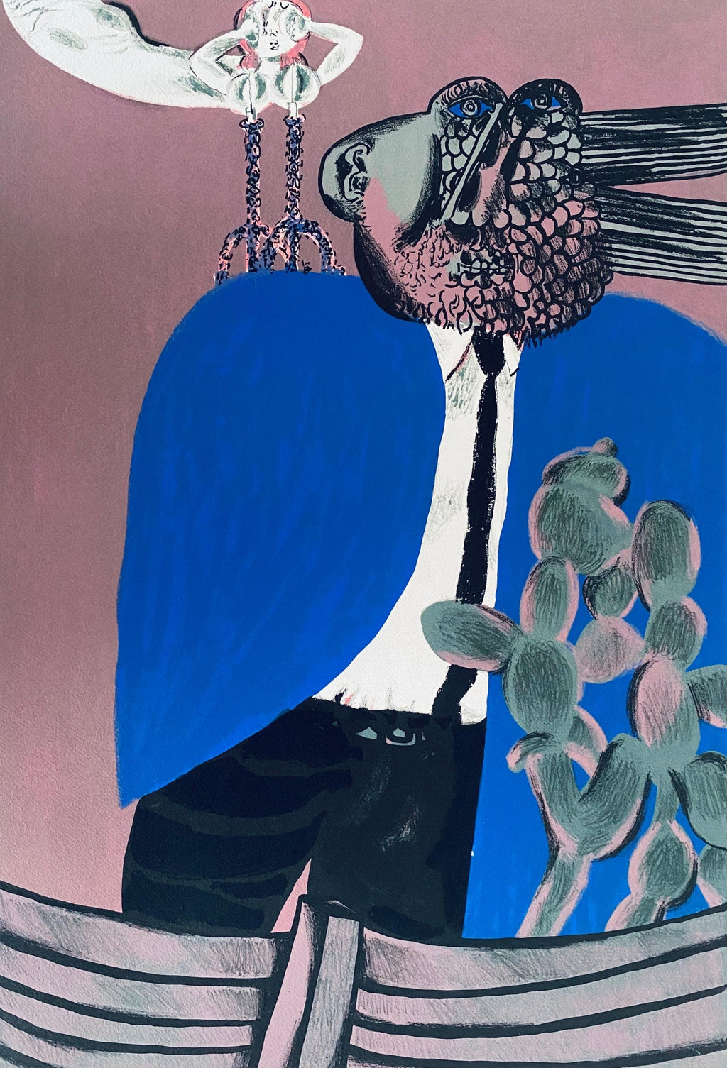 Rare Israeli Surrealist Judaica Abstract Lithograph Naftali Bezem