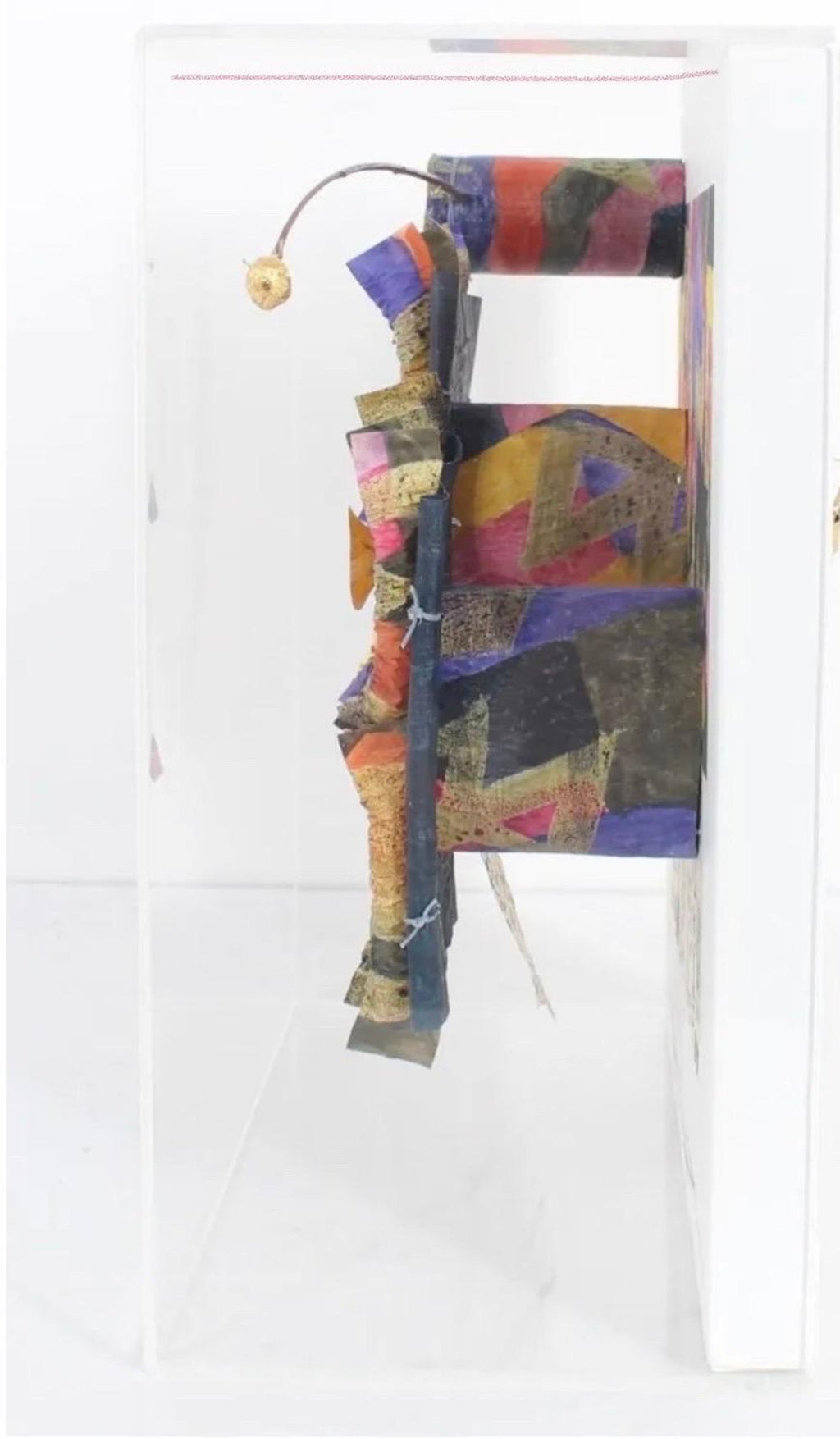 Akiko Sugiyama Japanese Calligraphy Painting Collage, 3D Shadow Box Sculpture