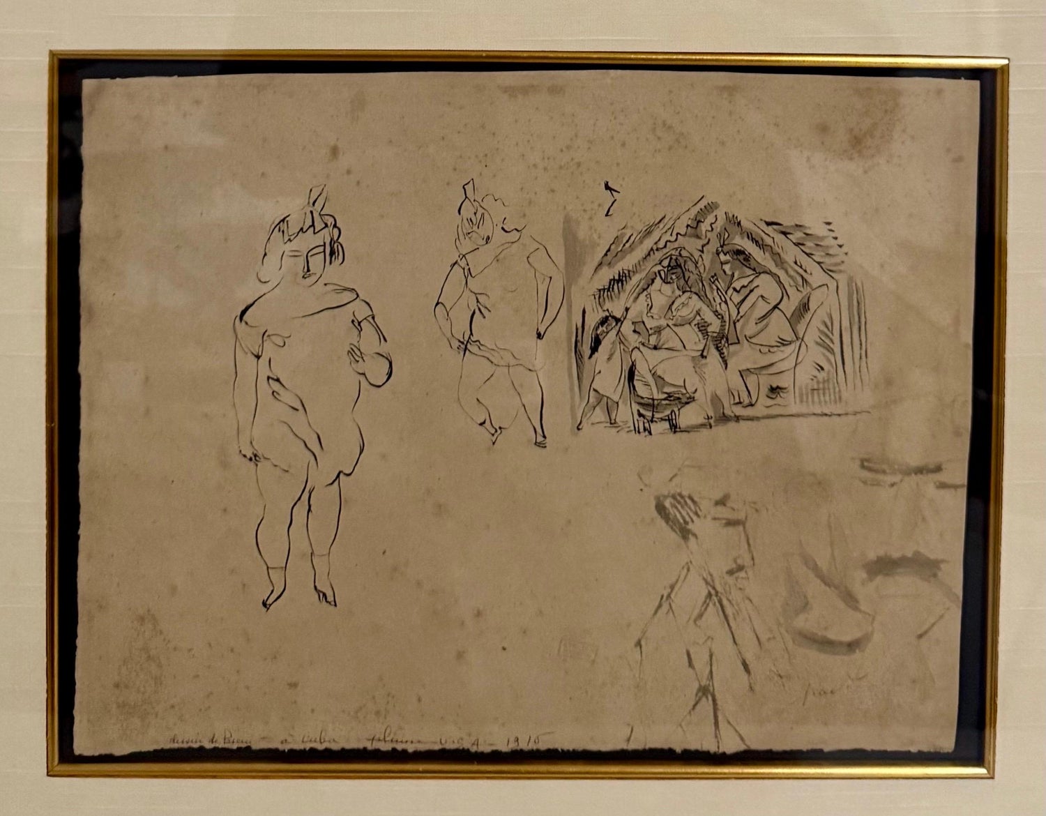 German Expressionist Drawing, Watercolor Painting Jules Pascin Cuba Scene 1910