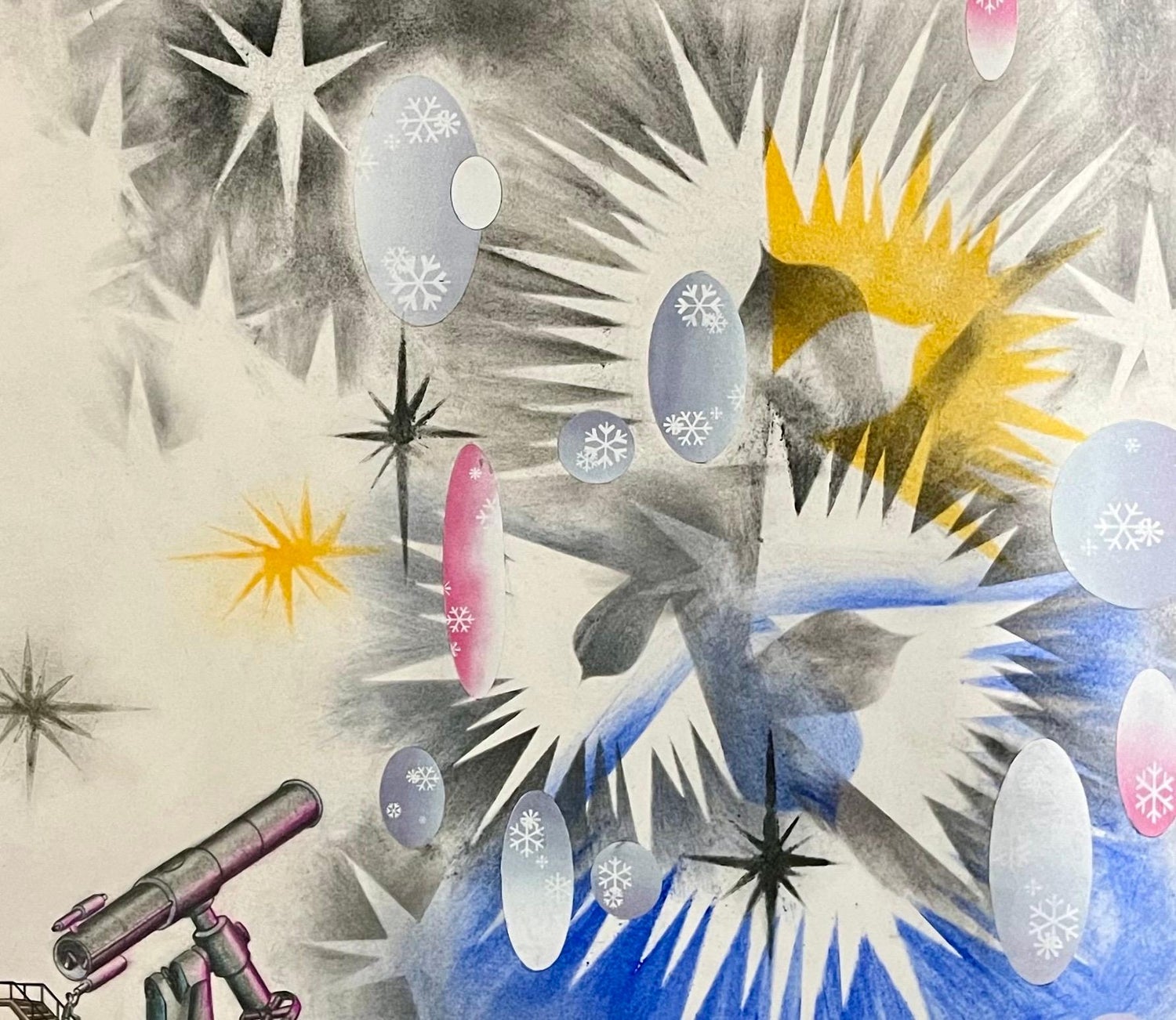 Surrealist Spray Paint Mixed Media Snowfall Aurora Borealis Mason Rader Paintin