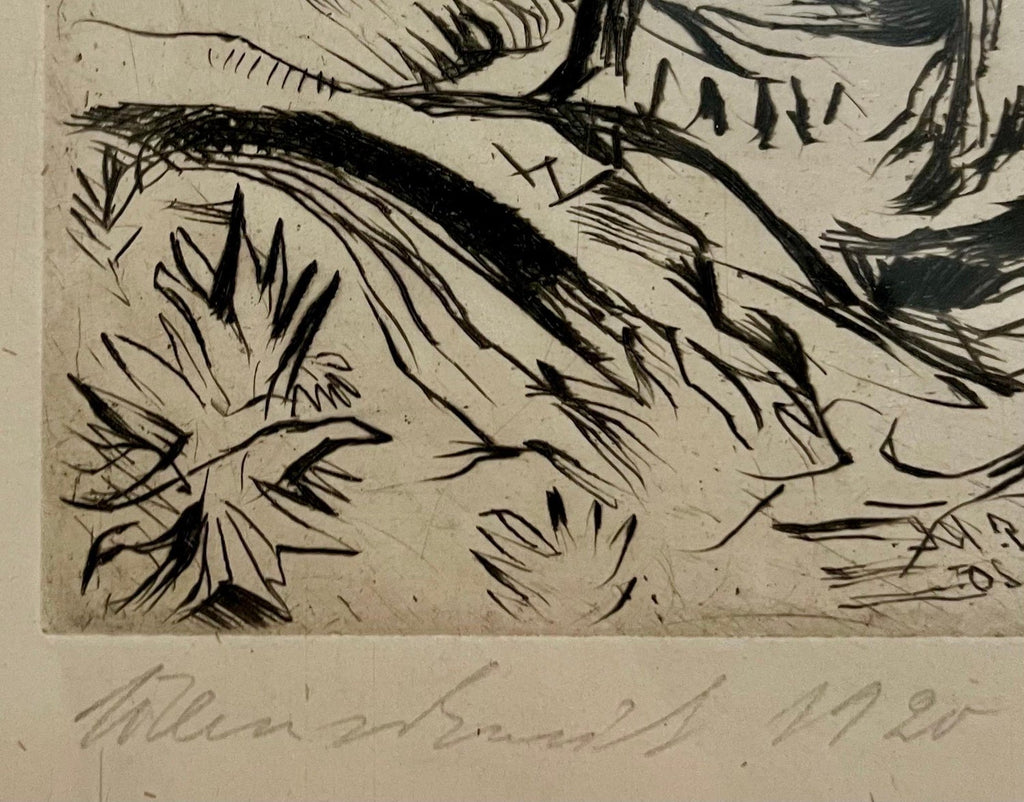 1920 German Expressionist Figurative Lithograph "The Forest" Paul Kleinschmidt