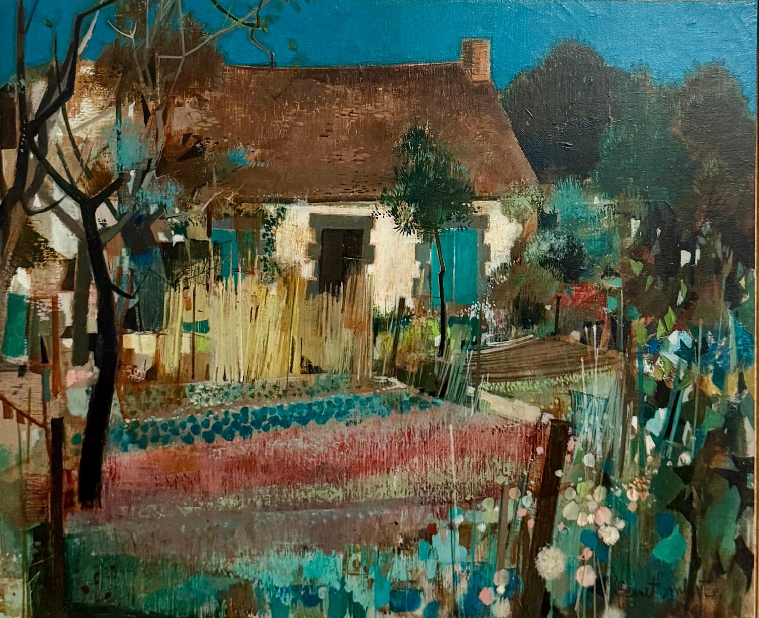 French Neo Expressionist Surreal Oil Painting Robert Vernet Bonfort  Deaf Artist
