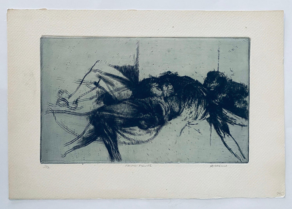 Falling Figure, American Modernist Abstract Etching