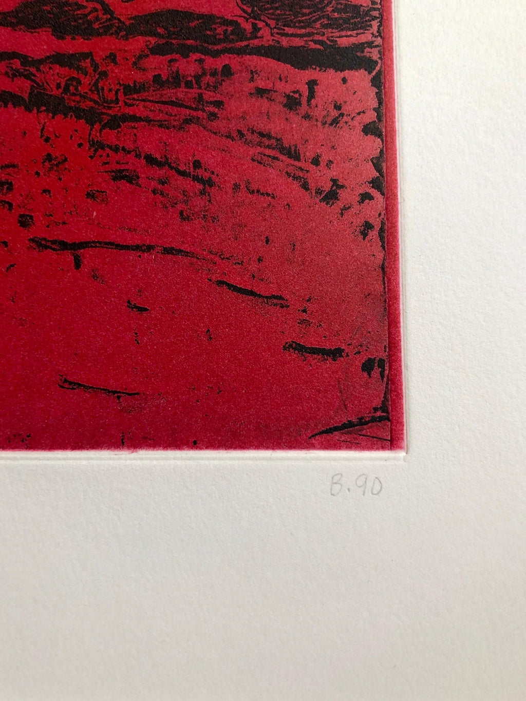 Untitled #11 Two Forms Red Ground Abstract Expressionist Aquatint Etching