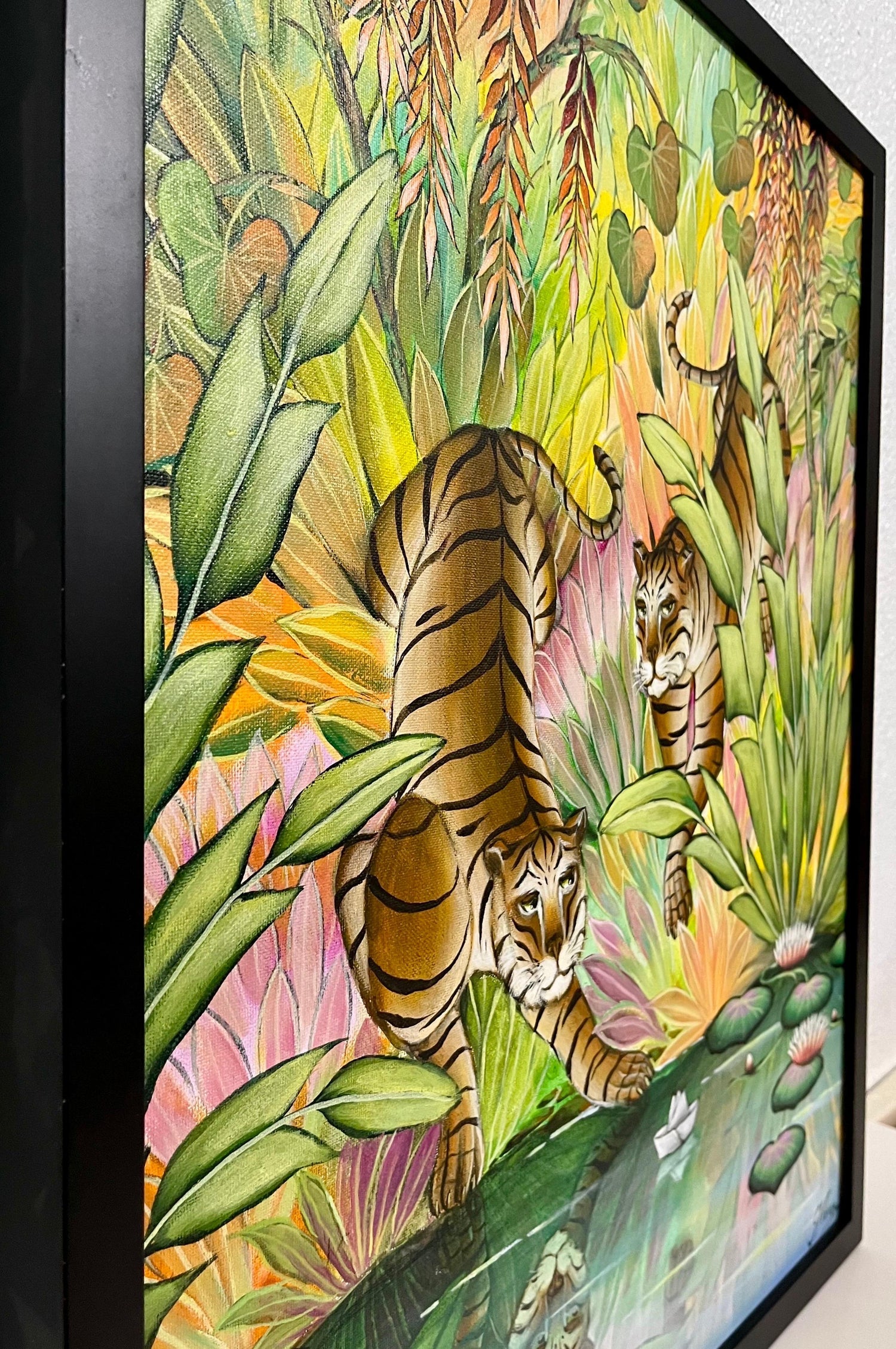 Tigers Animal Paradise Tropical Jungle Painting Surrealist Art Gustavo Novoa