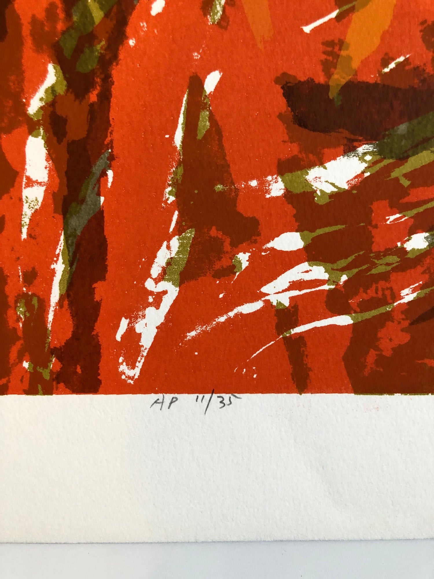 Chinese American Modernist Abstract "Red Tapestry" Color Lithograph