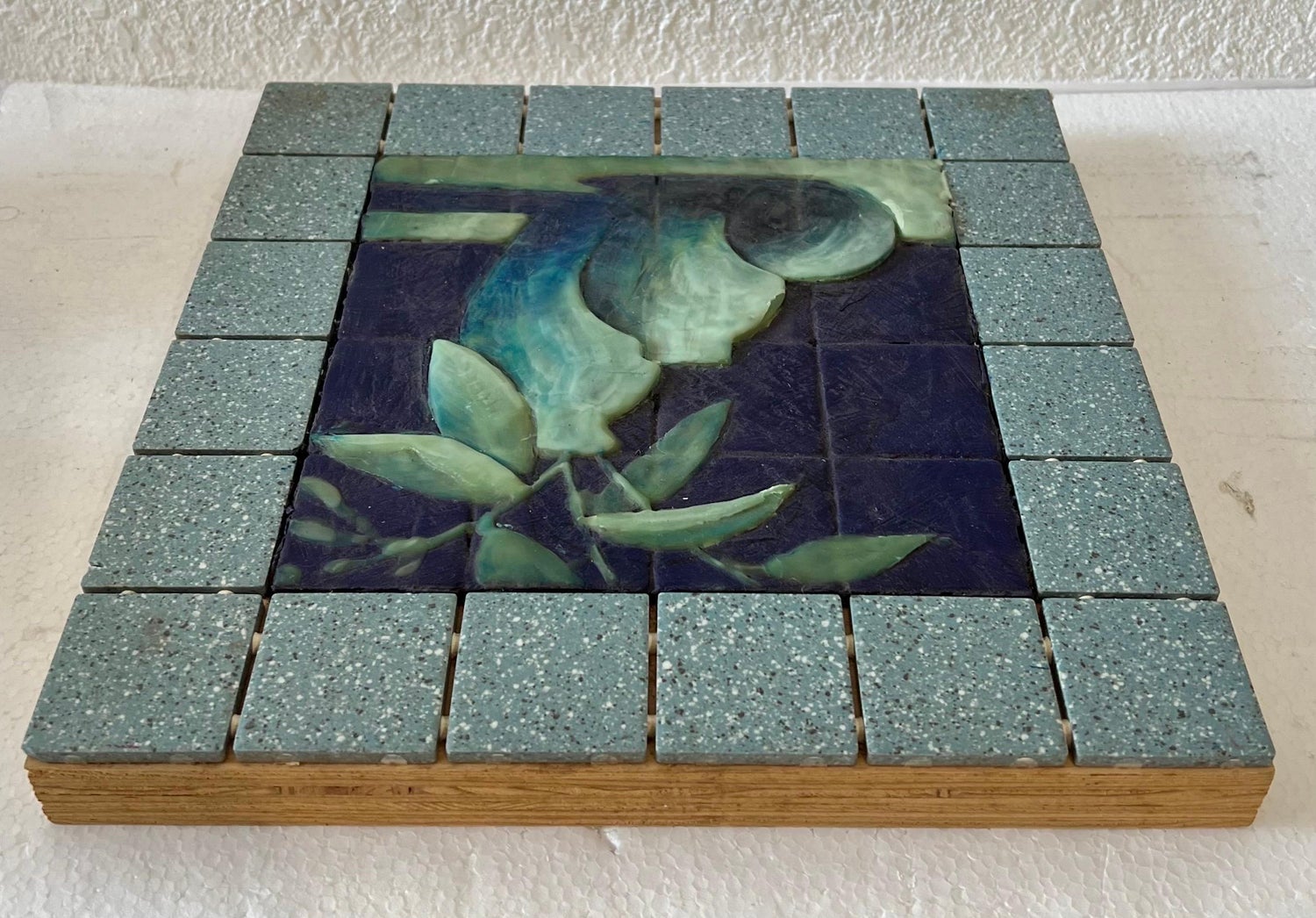 Joseph Maresca Encaustic Wax Oil Painting and Tile On Board Still Life w Fruit