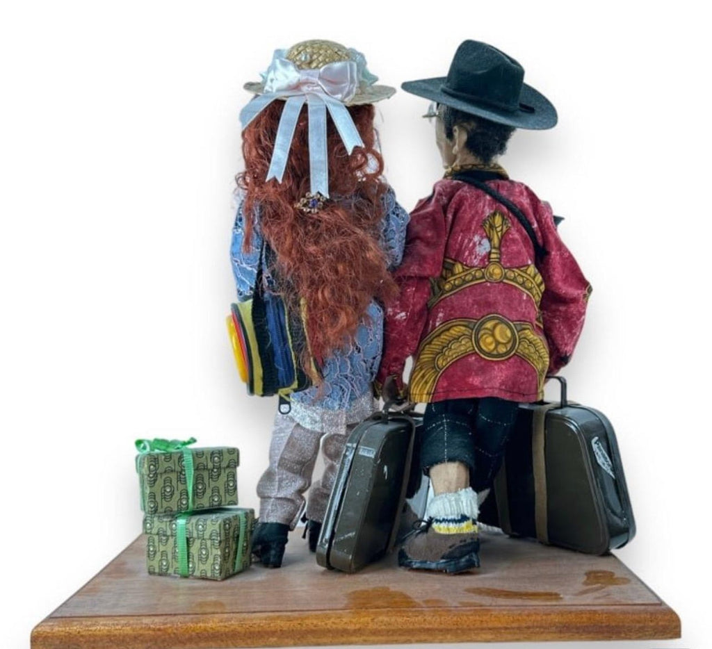 Hungarian Israeli Tourists Diorama Folk Art Doll Judaica Sculpture Magda Watts