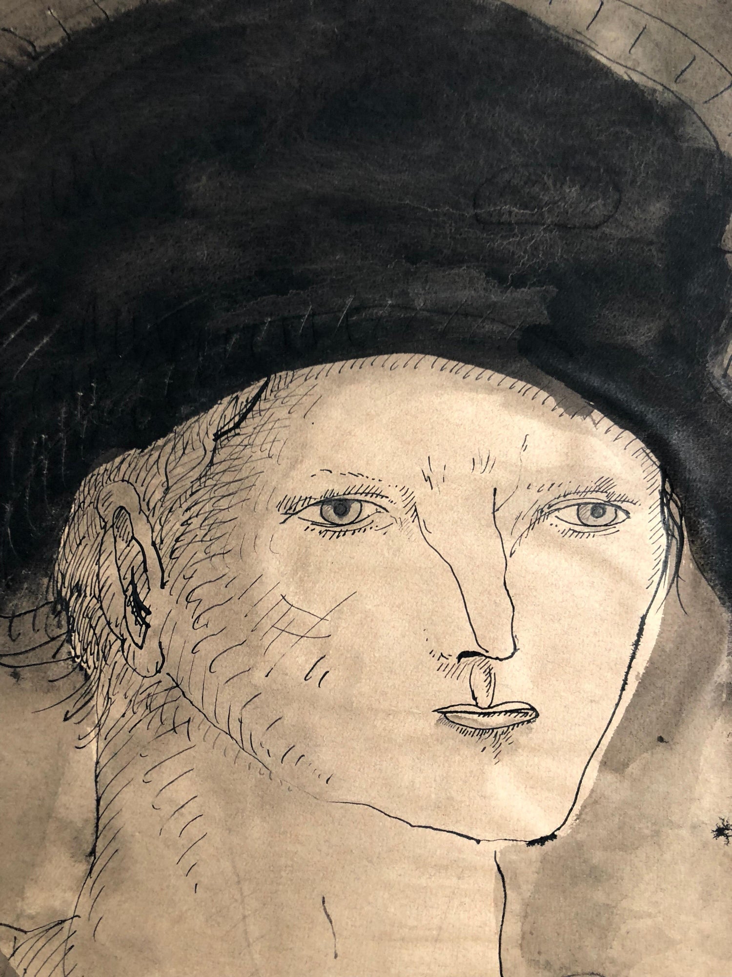 Modern Figurative Surrealist Watercolor Painting, Drawing 'Prince of Innocence'