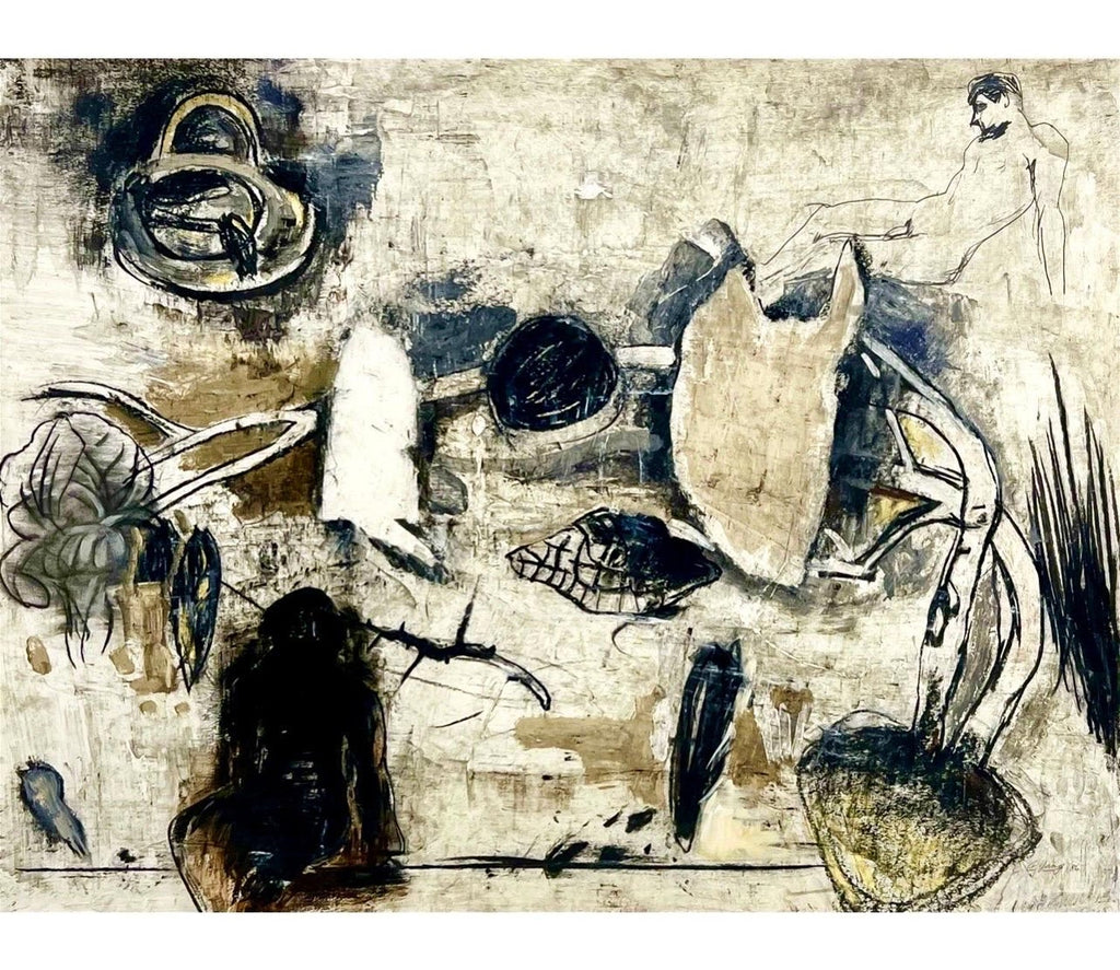 Large Original Mixed Media Painting on Rice Paper Chinese Artist Jiang Tiefeng