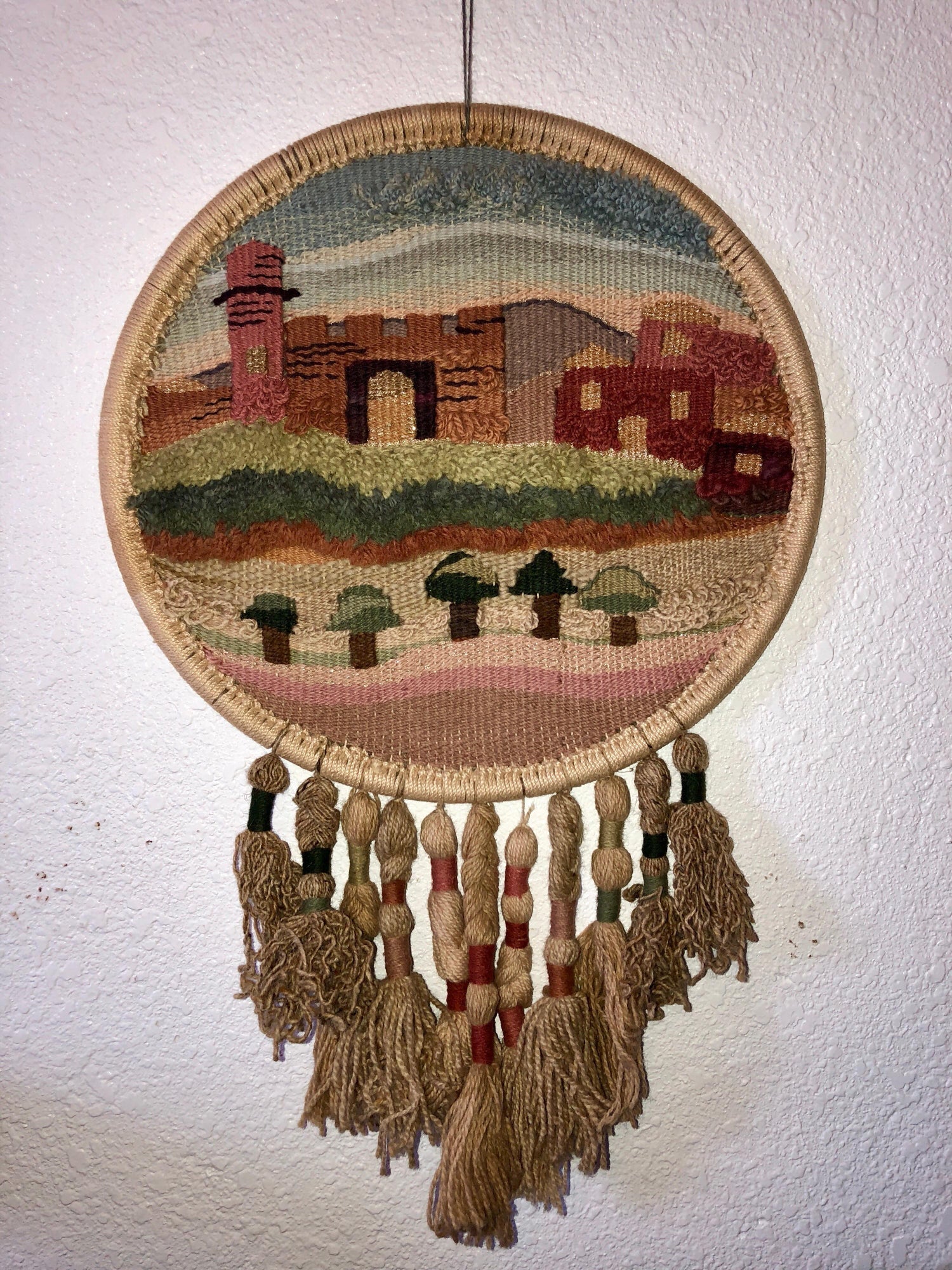 Jerusalem Wall Hanging Hand Embroidered tapestry Israeli Craft Judaica Folk Art
