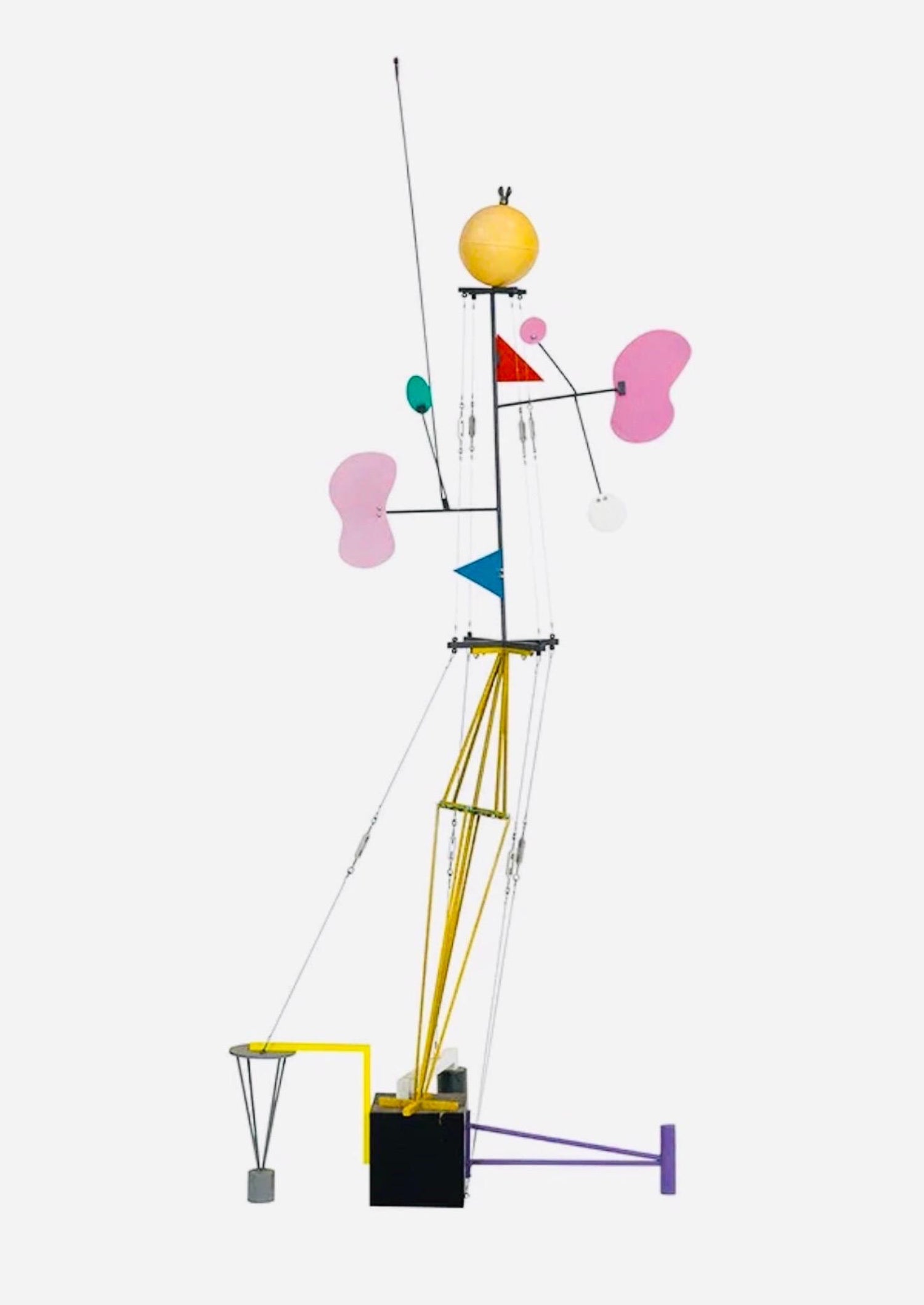 Large Post Modernist Color Pop Art Metal Sculpture Memphis Milano Peter Shire LA