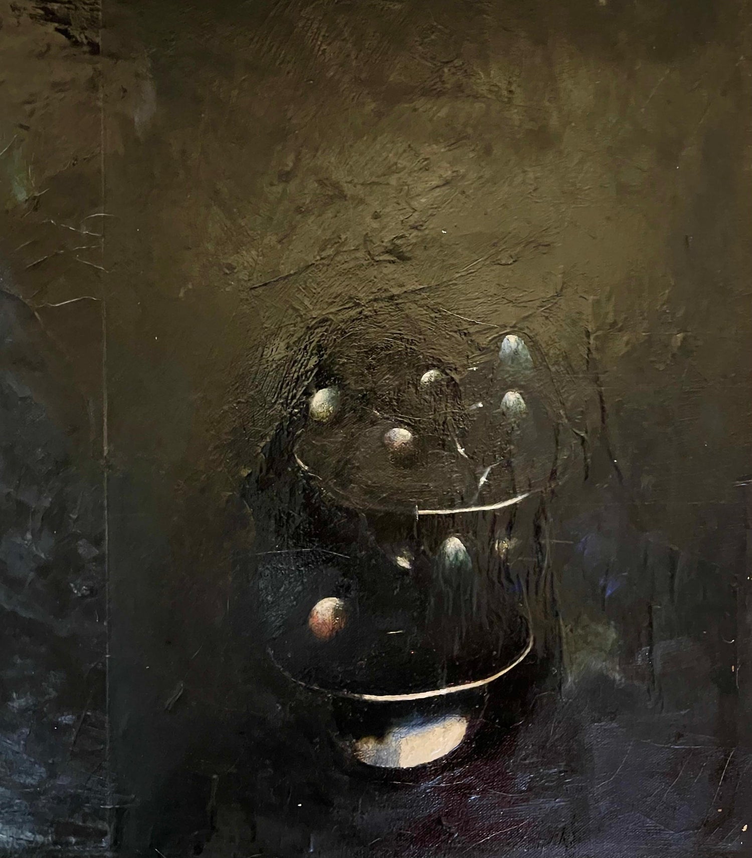 Minimalist  Black Oil Painting, Collage, Mixed Media on Canvas Kevin Larmon