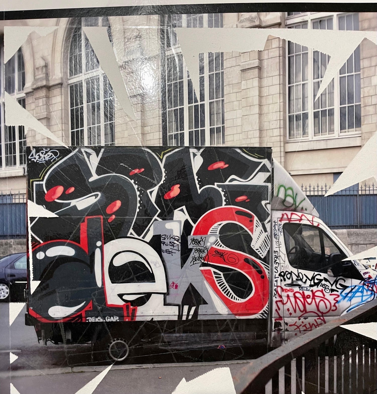 K-Narf Color Photo Graffiti, Adhesive Tape Altered Street Art Photograph Collage