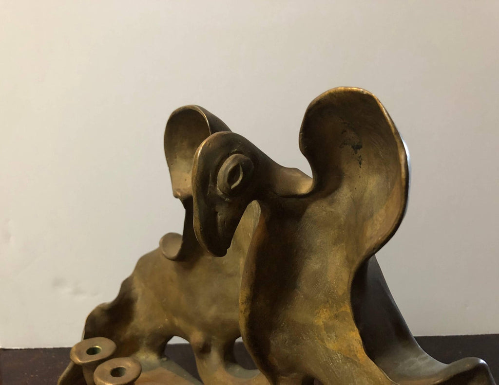 RARE Judaica Holocaust Memorial Menorah Bronze Sculpture