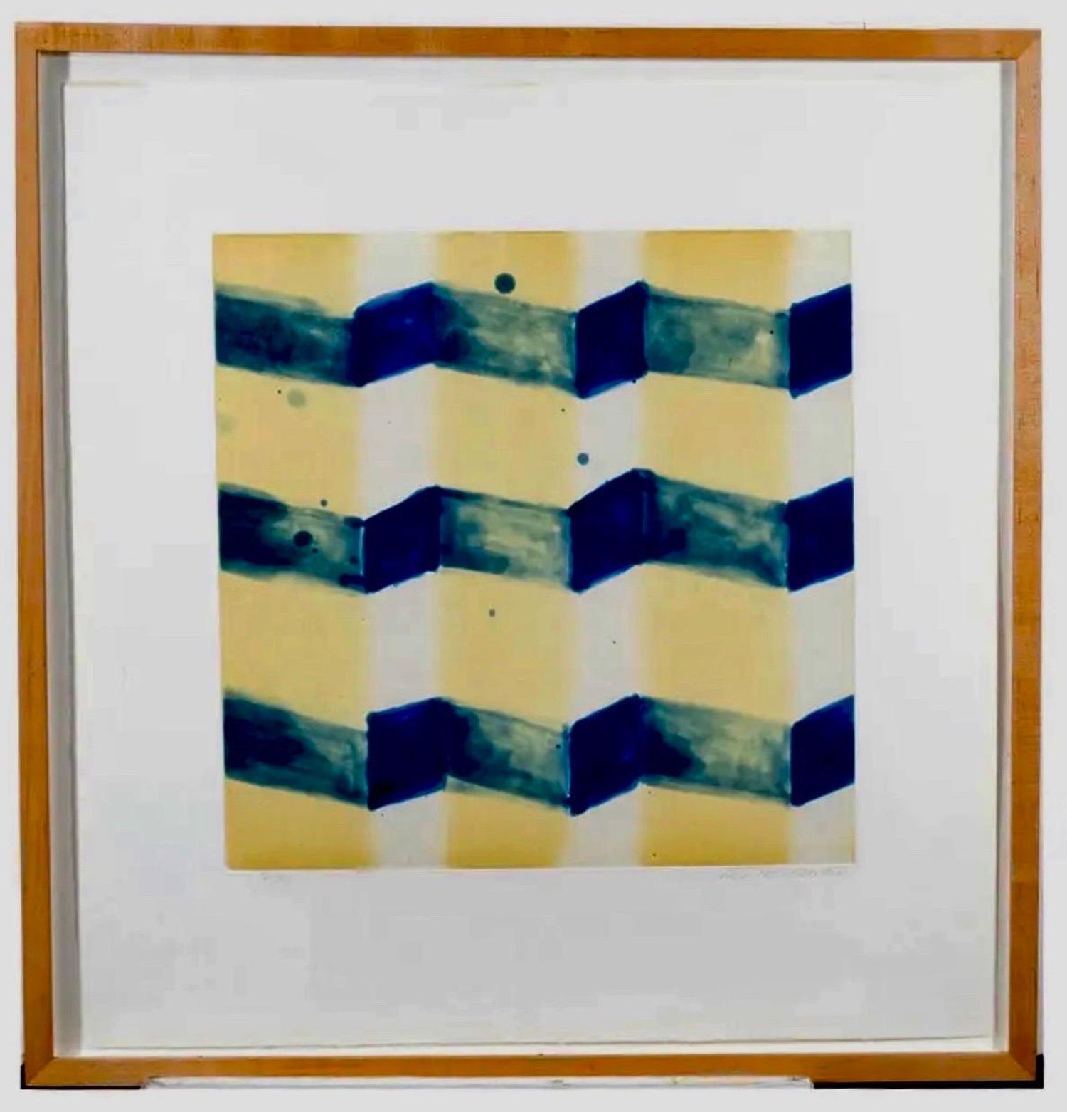 Abstract Aquatint Etching Ross Bleckner Zig Zag lines New York Artist D Loop