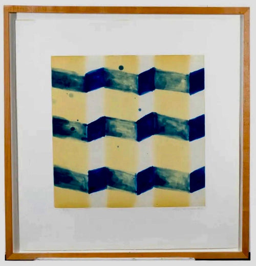 Abstract Aquatint Etching Ross Bleckner Zig Zag lines New York Artist D Loop
