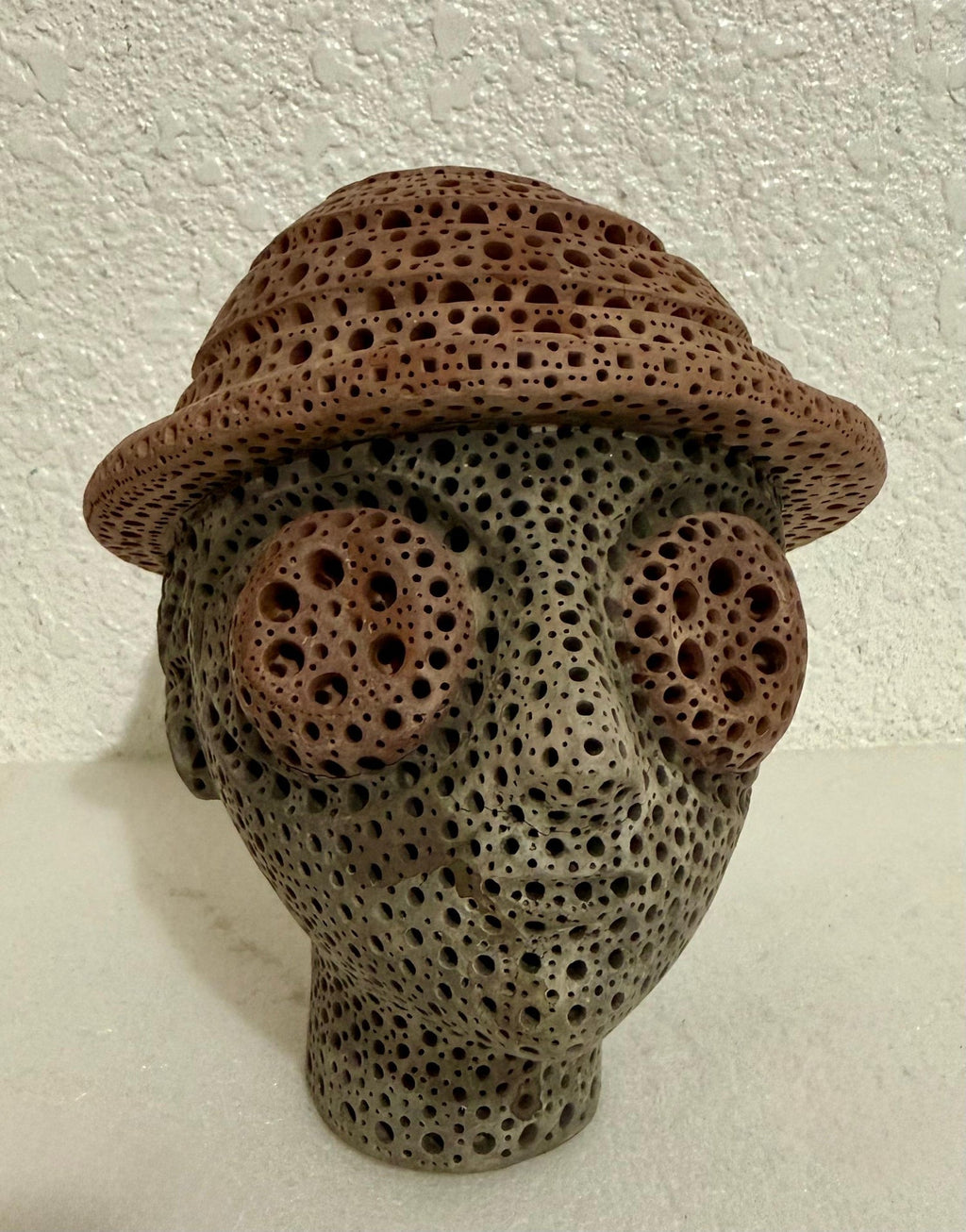 Color Terracotta Modernist Abstract Sculpture Head Russian Artist Alexander Ney