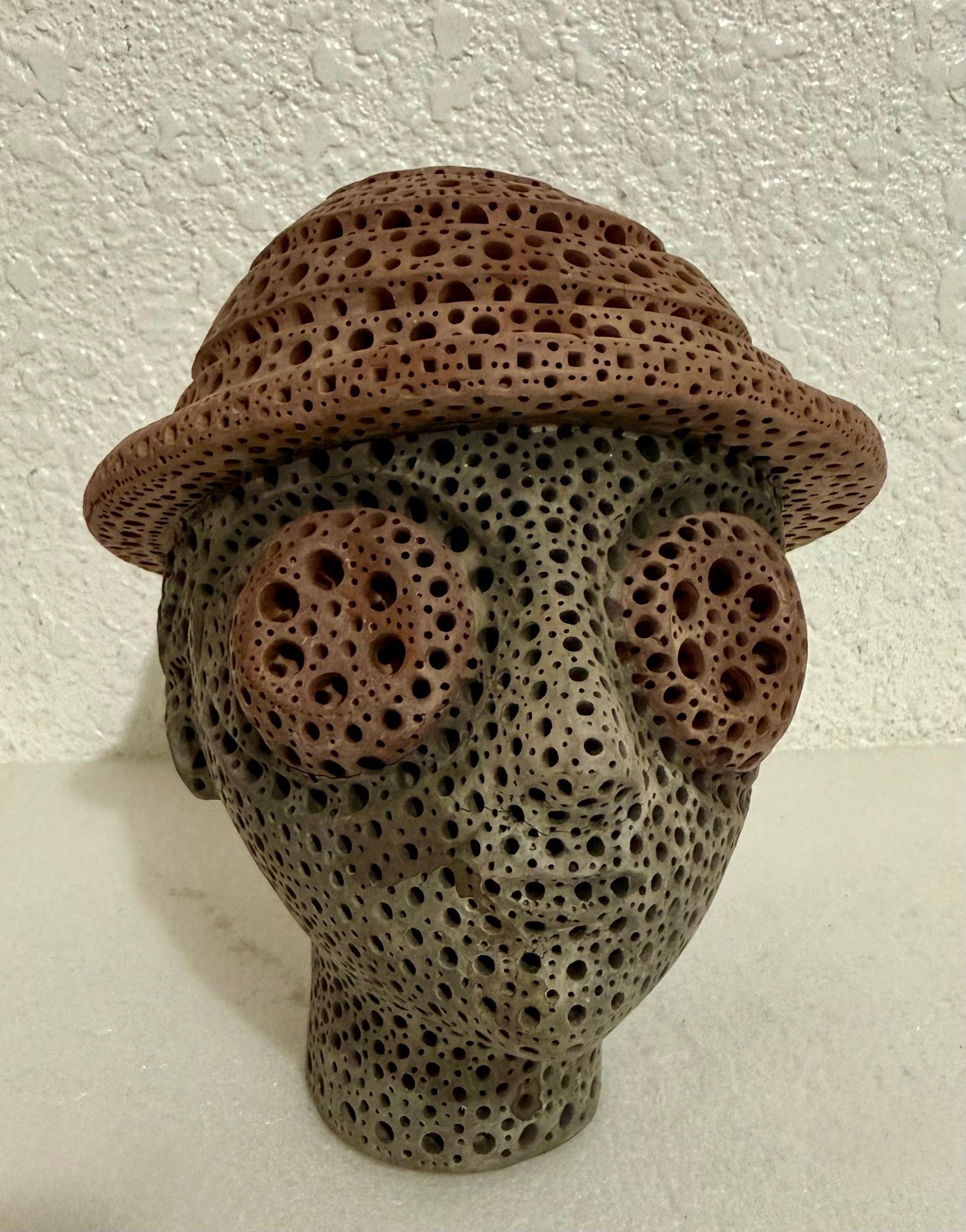 Color Terracotta Modernist Abstract Sculpture Head Russian Artist Alexander Ney