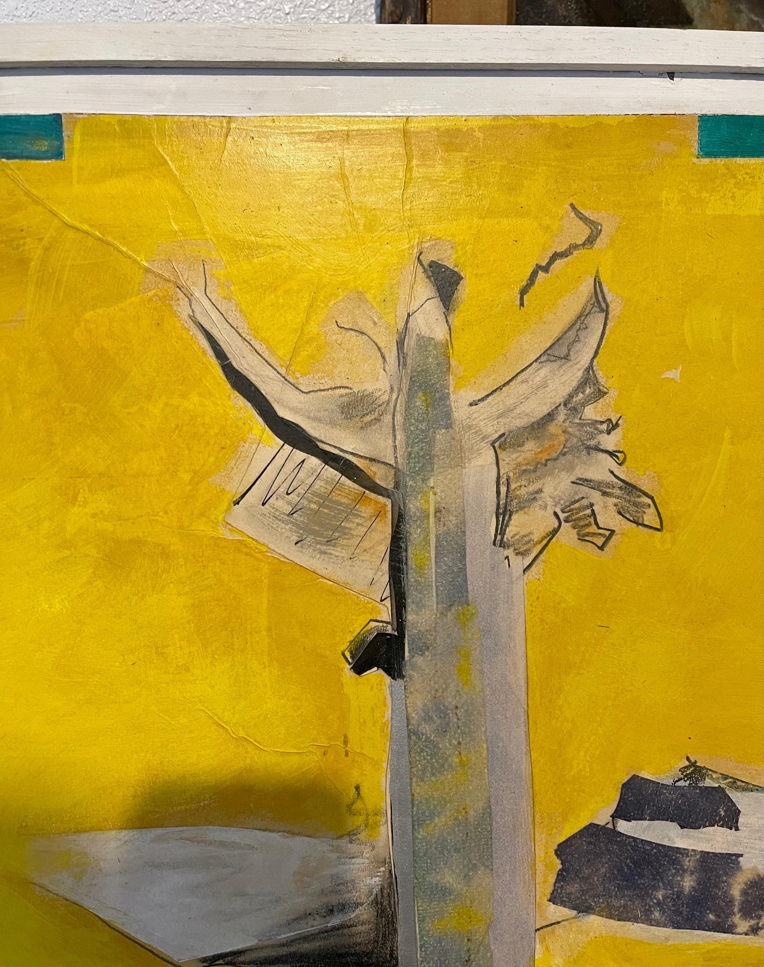 1970 Mod Surrealist Painting Collage David Hare Abstract Landscape Summer Land
