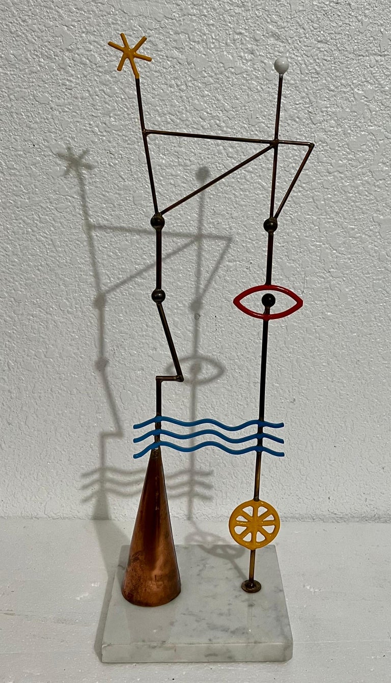 Abstract Australian Post Modernist Sculpture Peter D. Cole Metal, Enamel, Marble