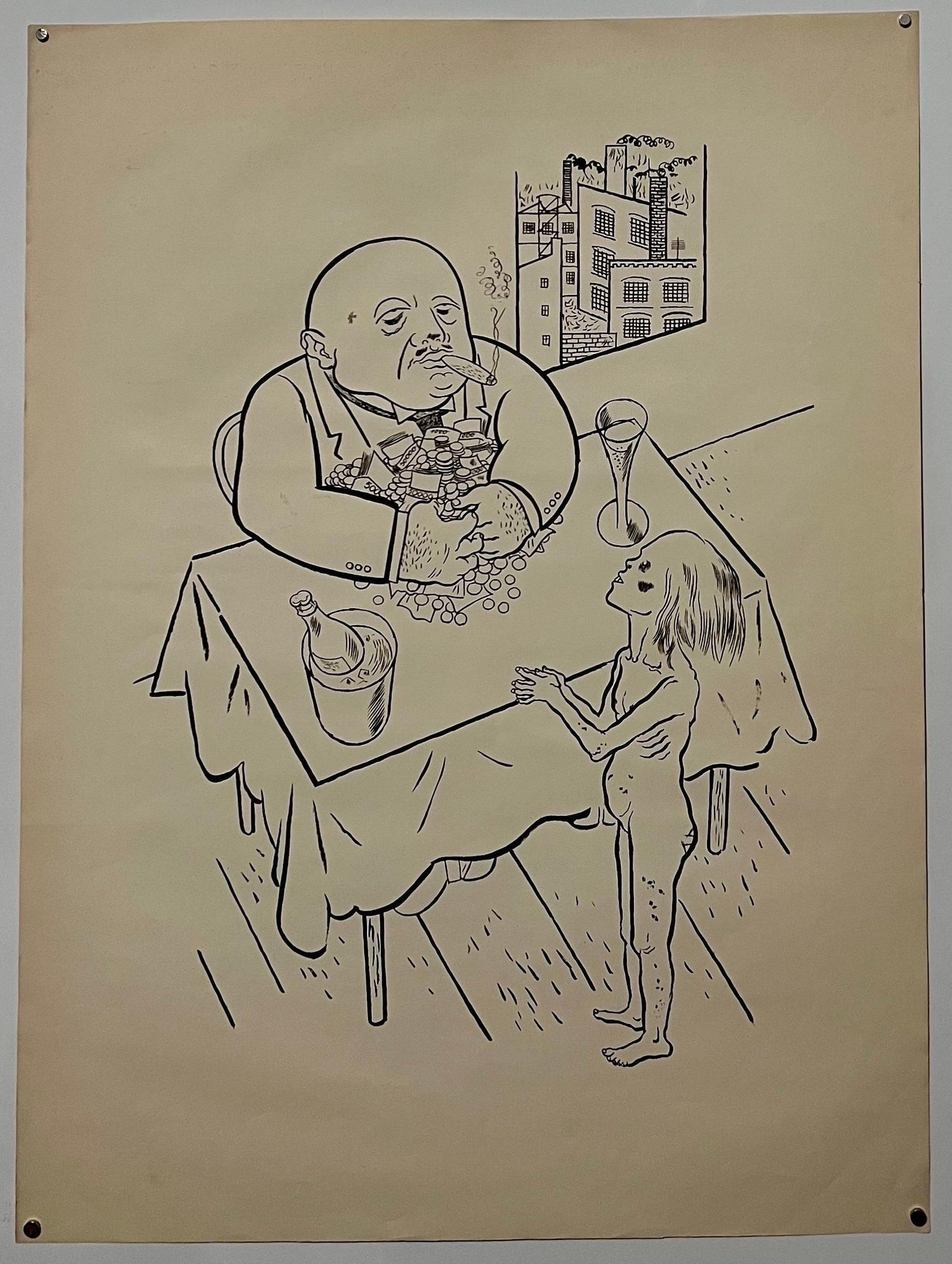 Large George Grosz 1923 Lithograph Die Rauber German Expressionism WPA Realism