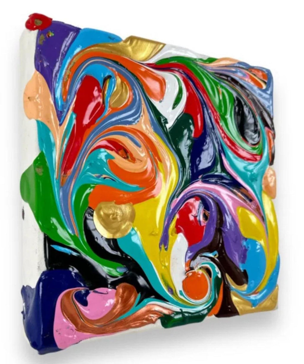 Chilean Liquid Abstraction Color Swirl Acrylic Polymer Eduardo Guelfenbein