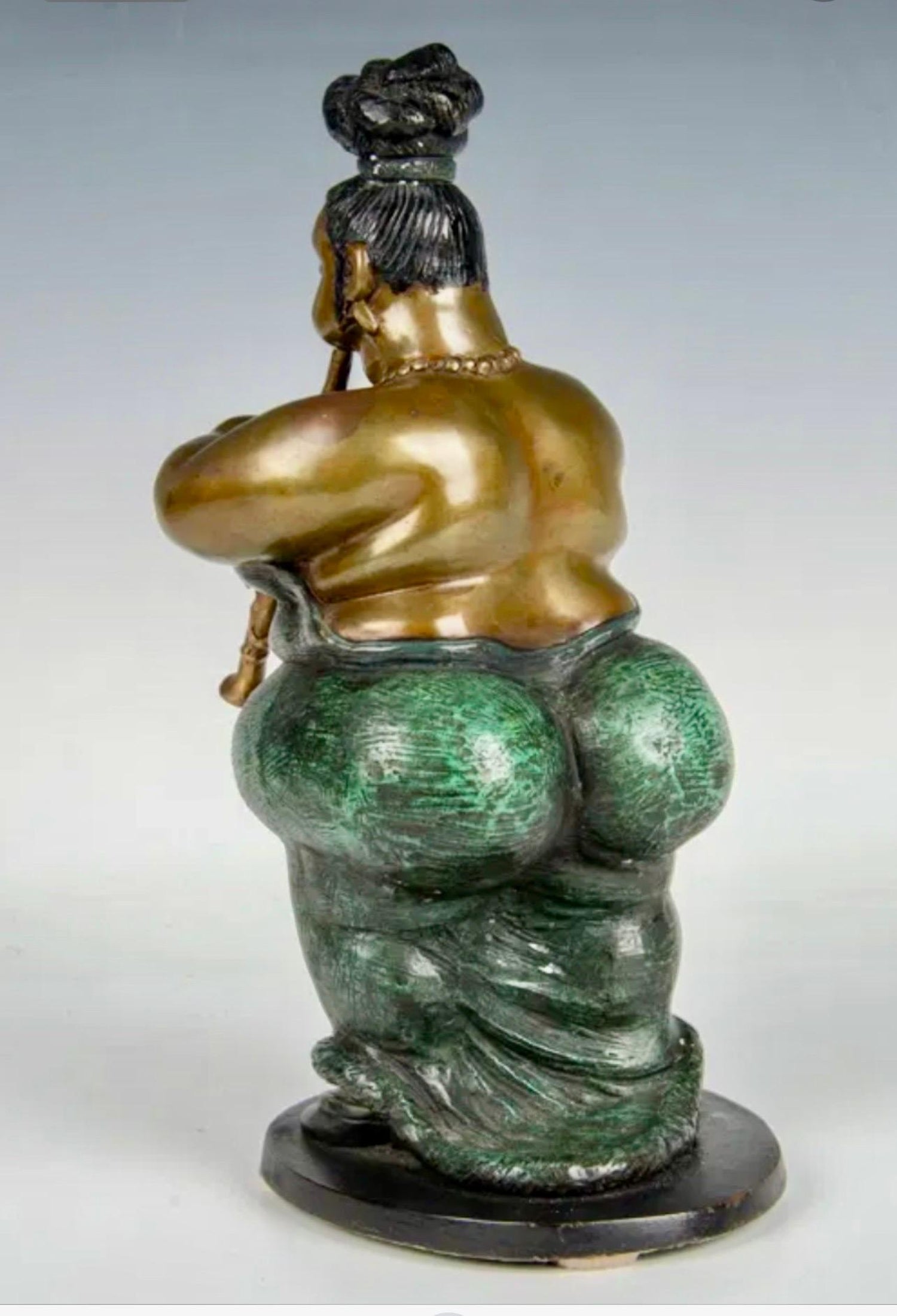 Polychrome Bronze Sculpture Jazz Nightclub Singer Clarinet Player Bruno Luna