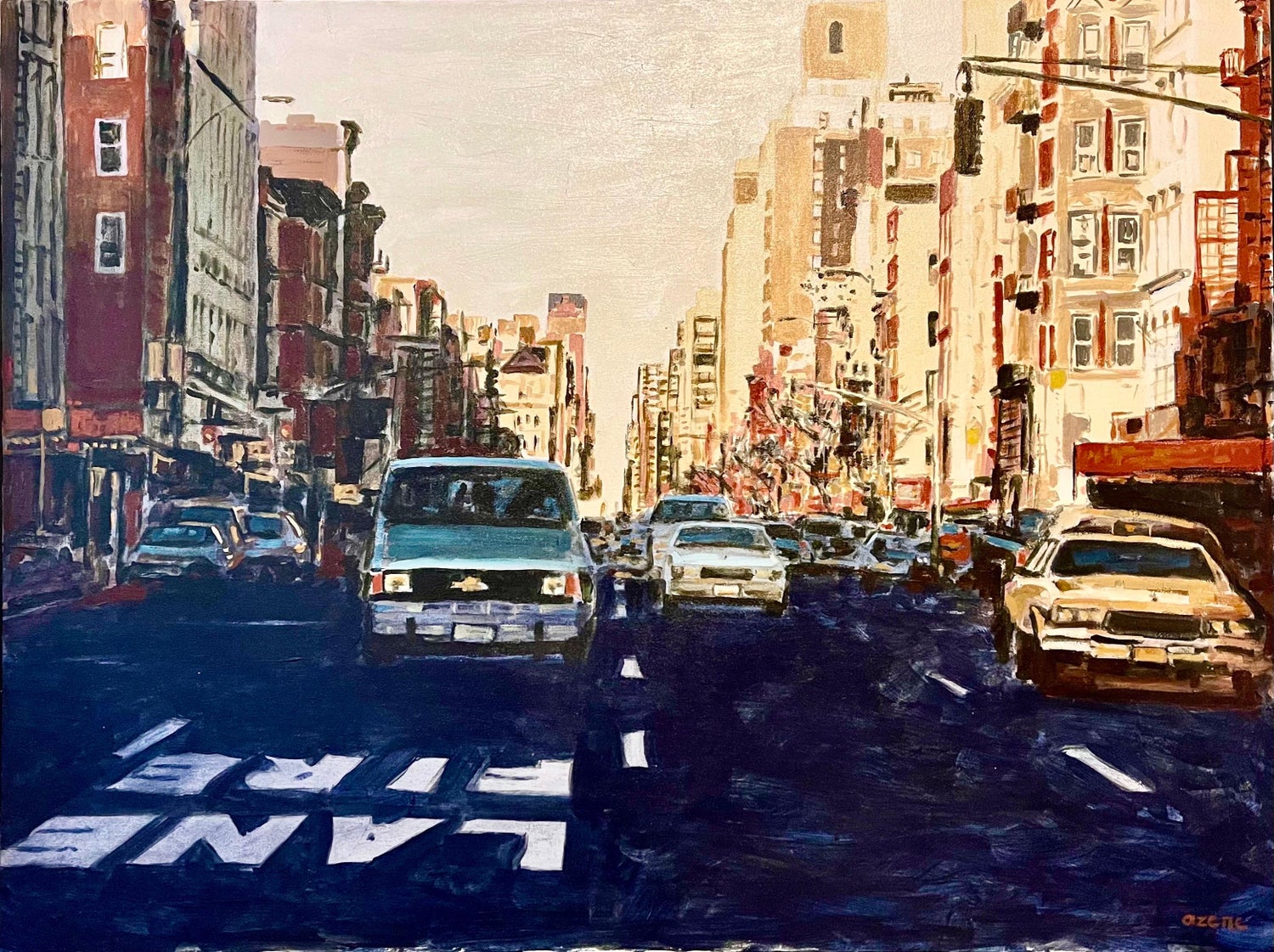 Large Suong Yangchareon Thai American Photorealist LA California Street Painting