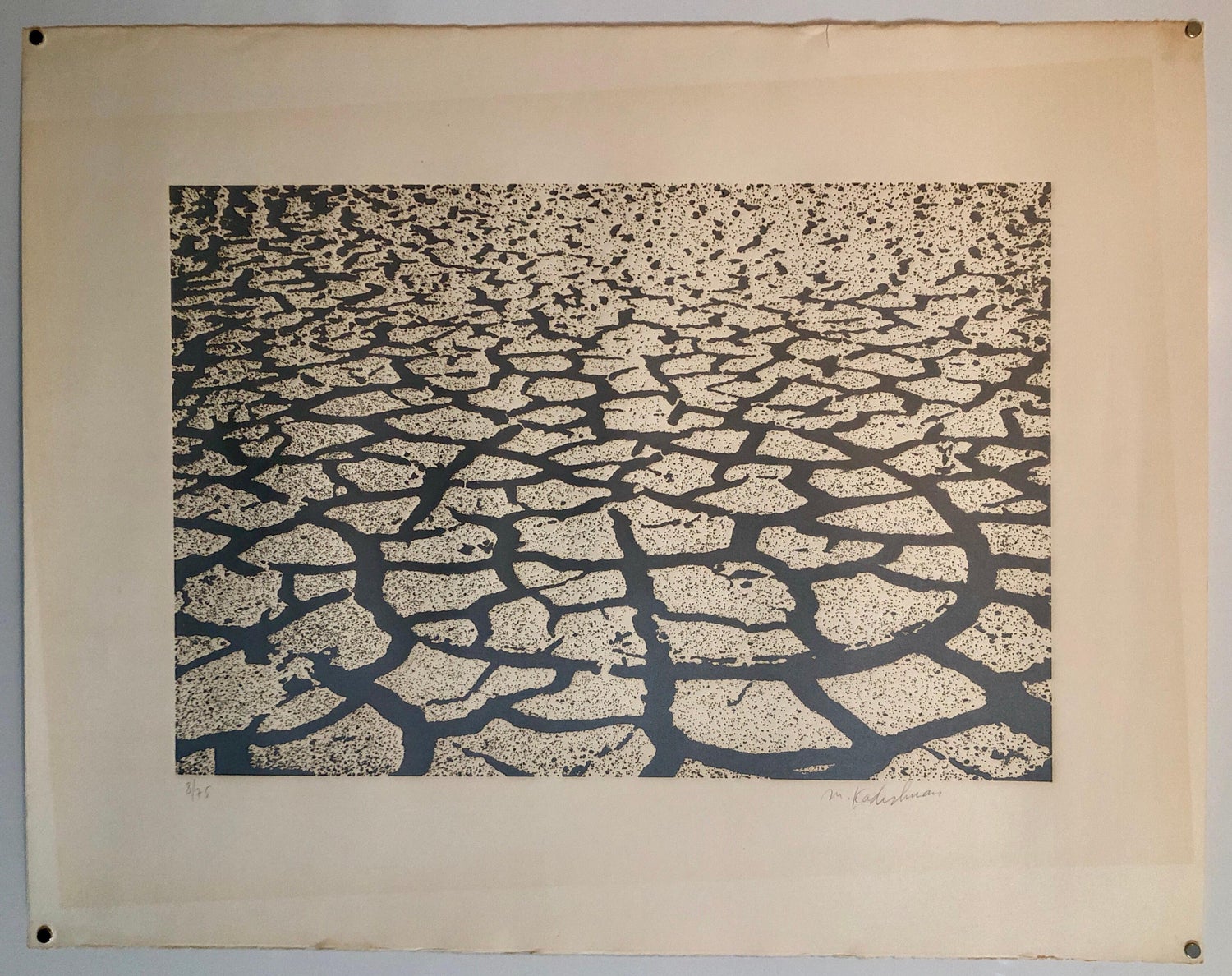 Israeli Modern Pop Art Aquatint Etching Cracked Earth Art Kadishman Lithograph
