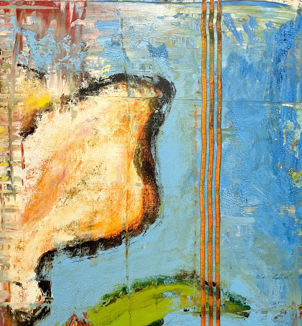 Large Modernist Rose Bouquet Oil on Linen Painting Aaron Fink