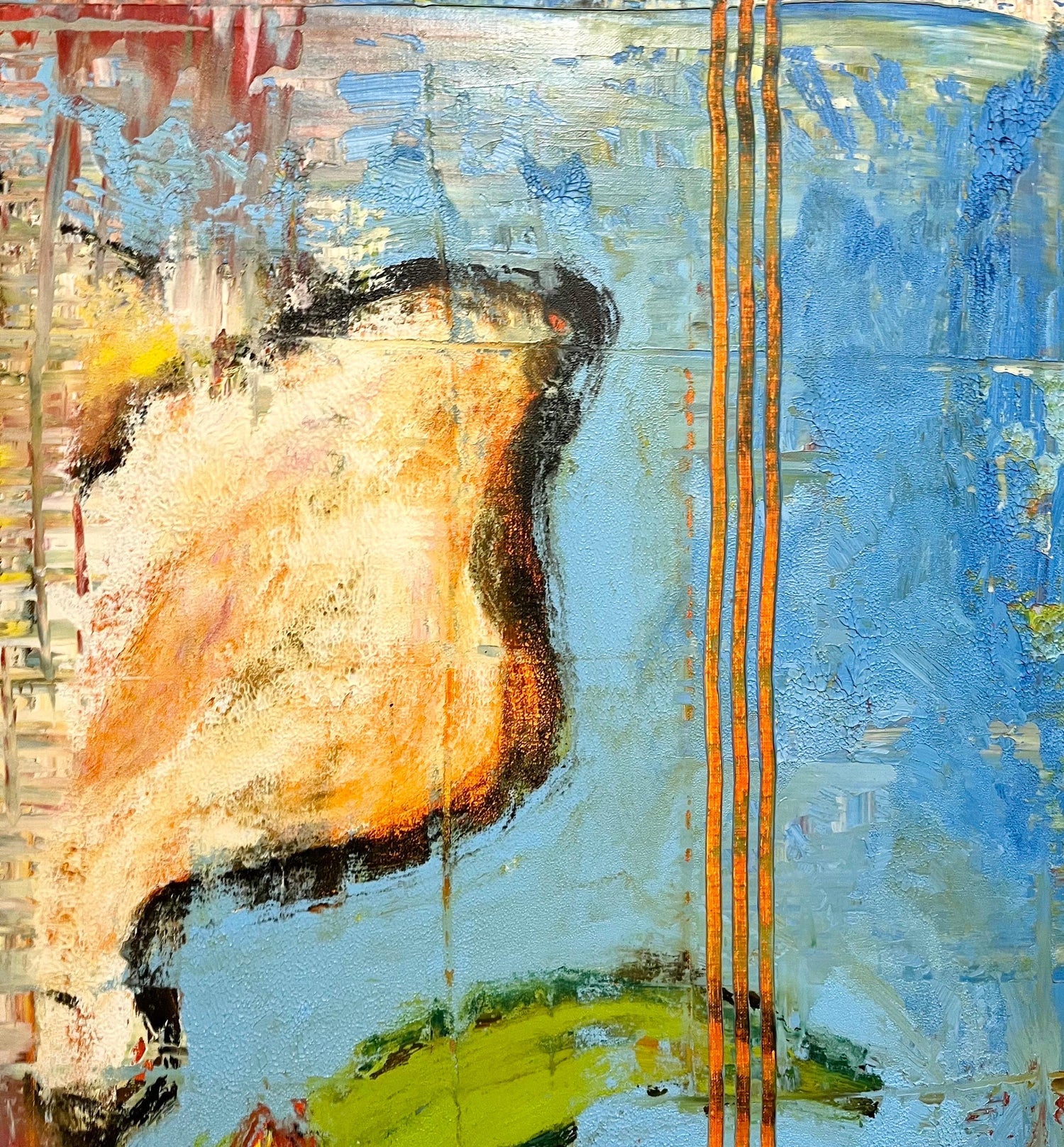 Large Modernist Rose Bouquet Oil on Linen Painting Aaron Fink