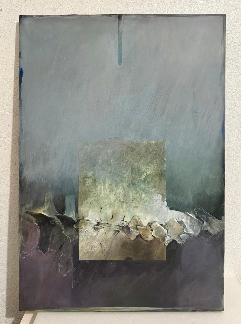 Mixed Media Asian Abstract Collage Painting Katherine Chang Liu Chinese American