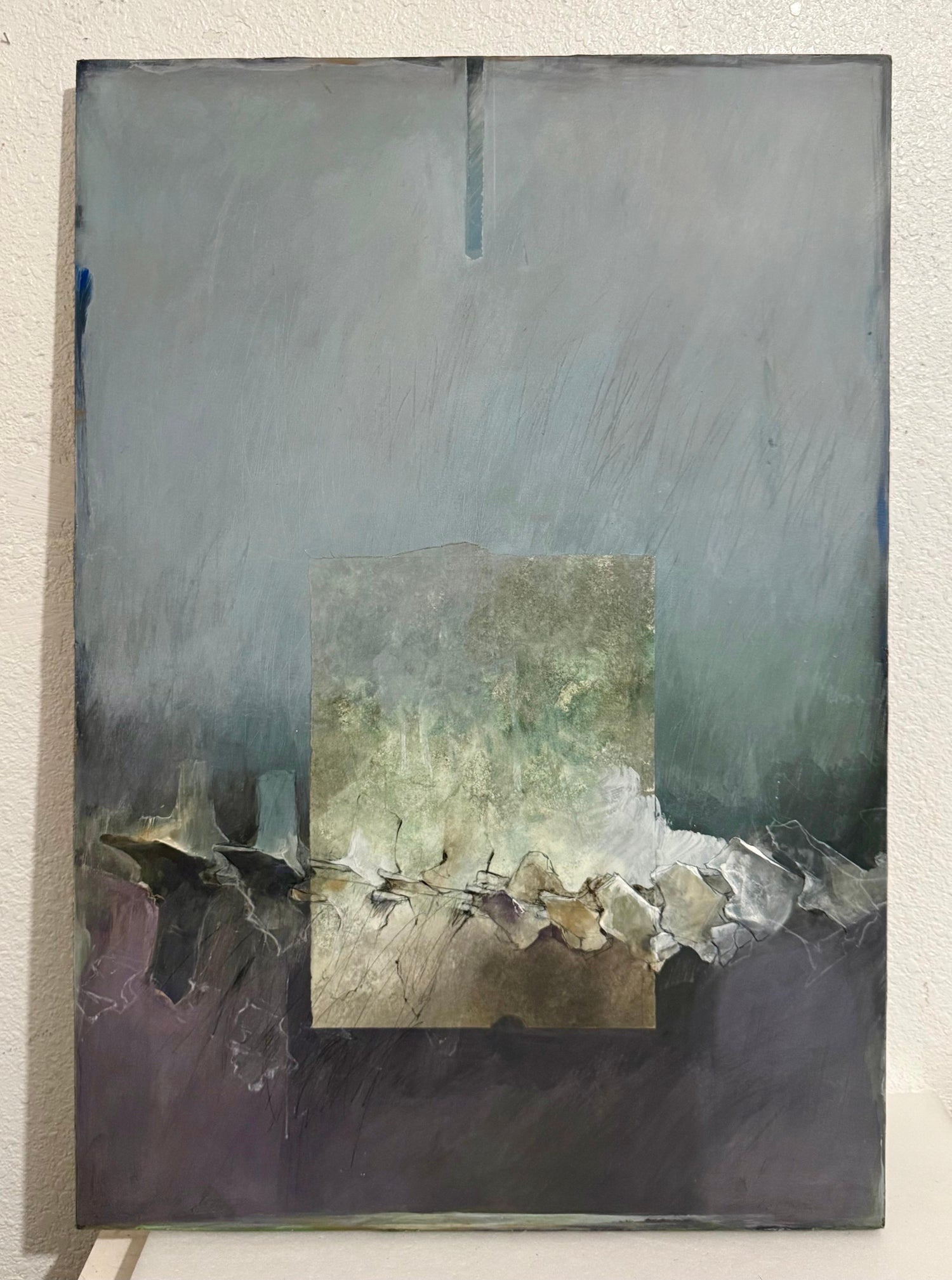 Mixed Media Asian Abstract Collage Painting Katherine Chang Liu Chinese American