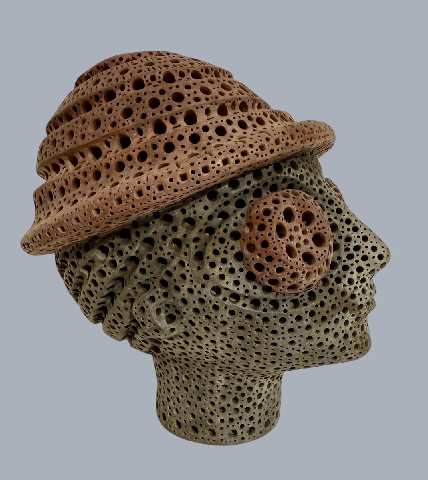 Color Terracotta Modernist Abstract Sculpture Head Russian Artist Alexander Ney