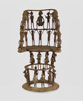Rare African Solid Benin Bronze Ceremonial Throne Chair Multi Figure Sculpture