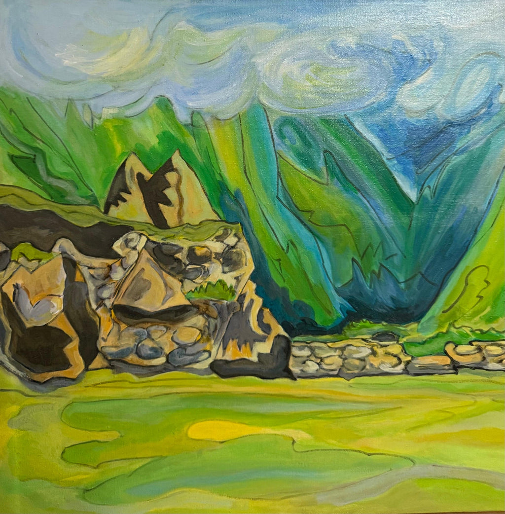 Large Venezuelan Modernist Abstract Oil Painting Machu Picchu Marius Sznajderman