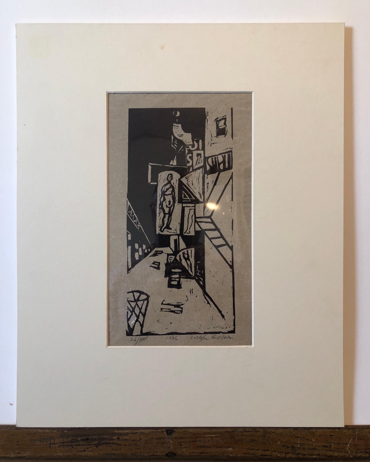 1936 Woodblock Print Venus of 23rd St. Skid Row Woodcut NYC Great Depression WPA