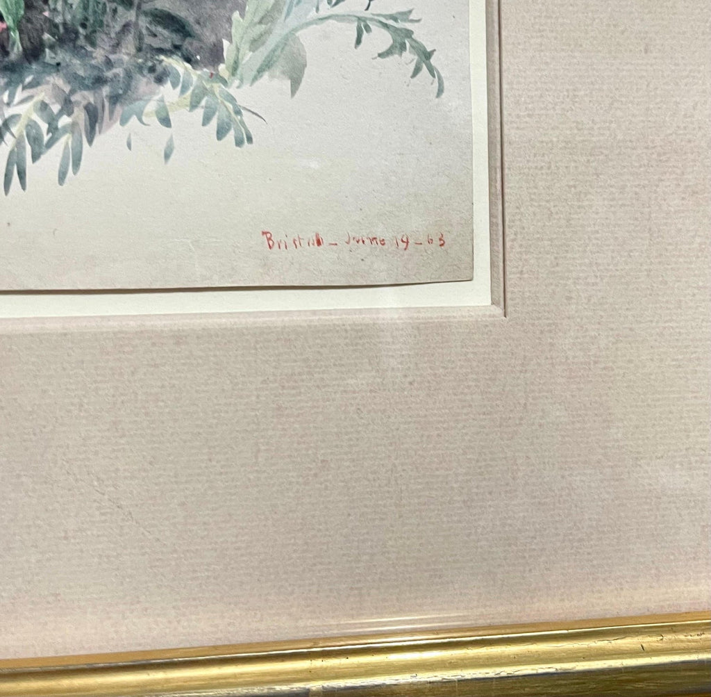 Plants, Bristol 1863 Watercolor Painting American Artist Charles DeWolf Brownell