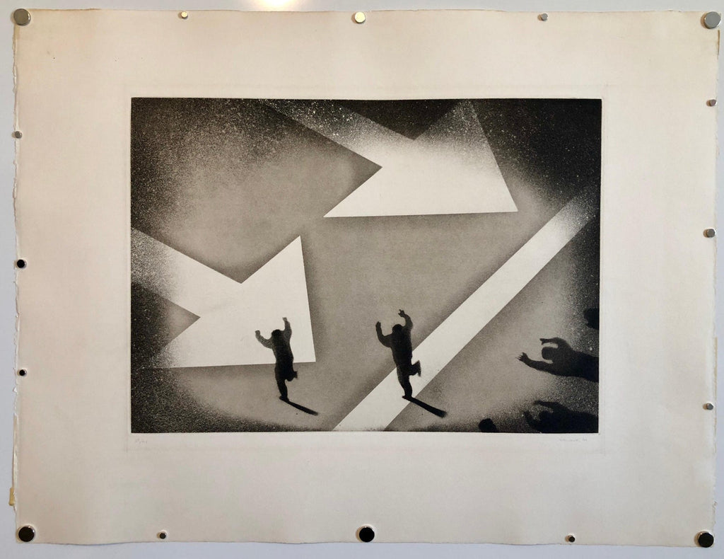 1970 Silencio, Direccion Unica, One Way Spanish Political Etching Pop Art Print