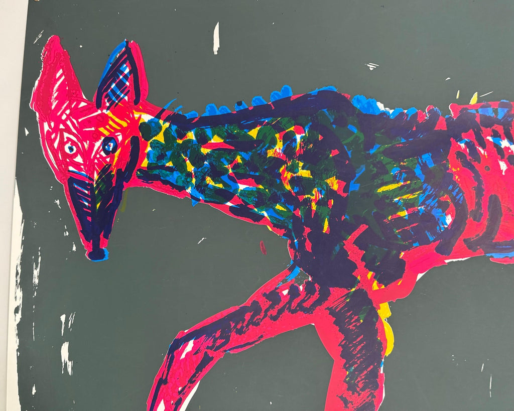 Large German Junge Wilde Rainer Fetting Screenprint Serigraph Print Wolf Pop Art