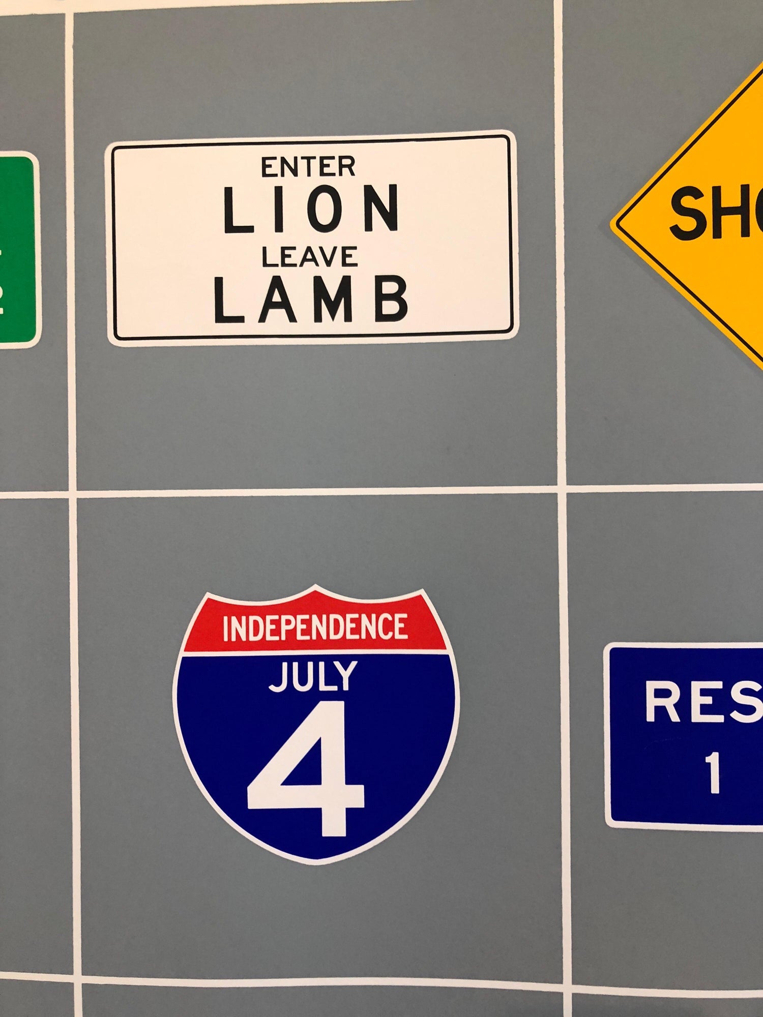 Pop Art 1970s Vintage Silkscreen Screen Print Street Signs Titled Calendar