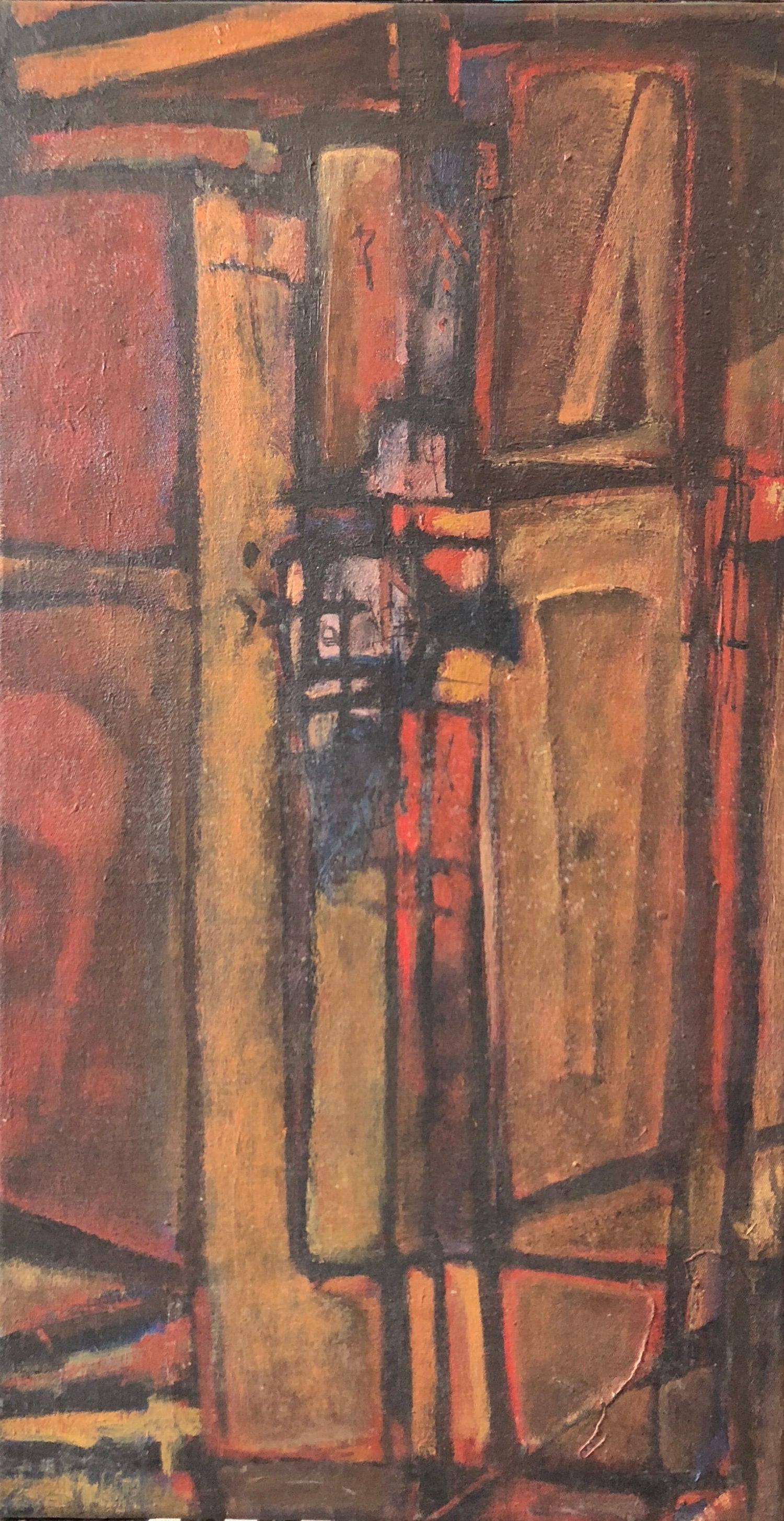 Argentine Abstract Constructivist Quadriptych Oil Painting Latin American Woman