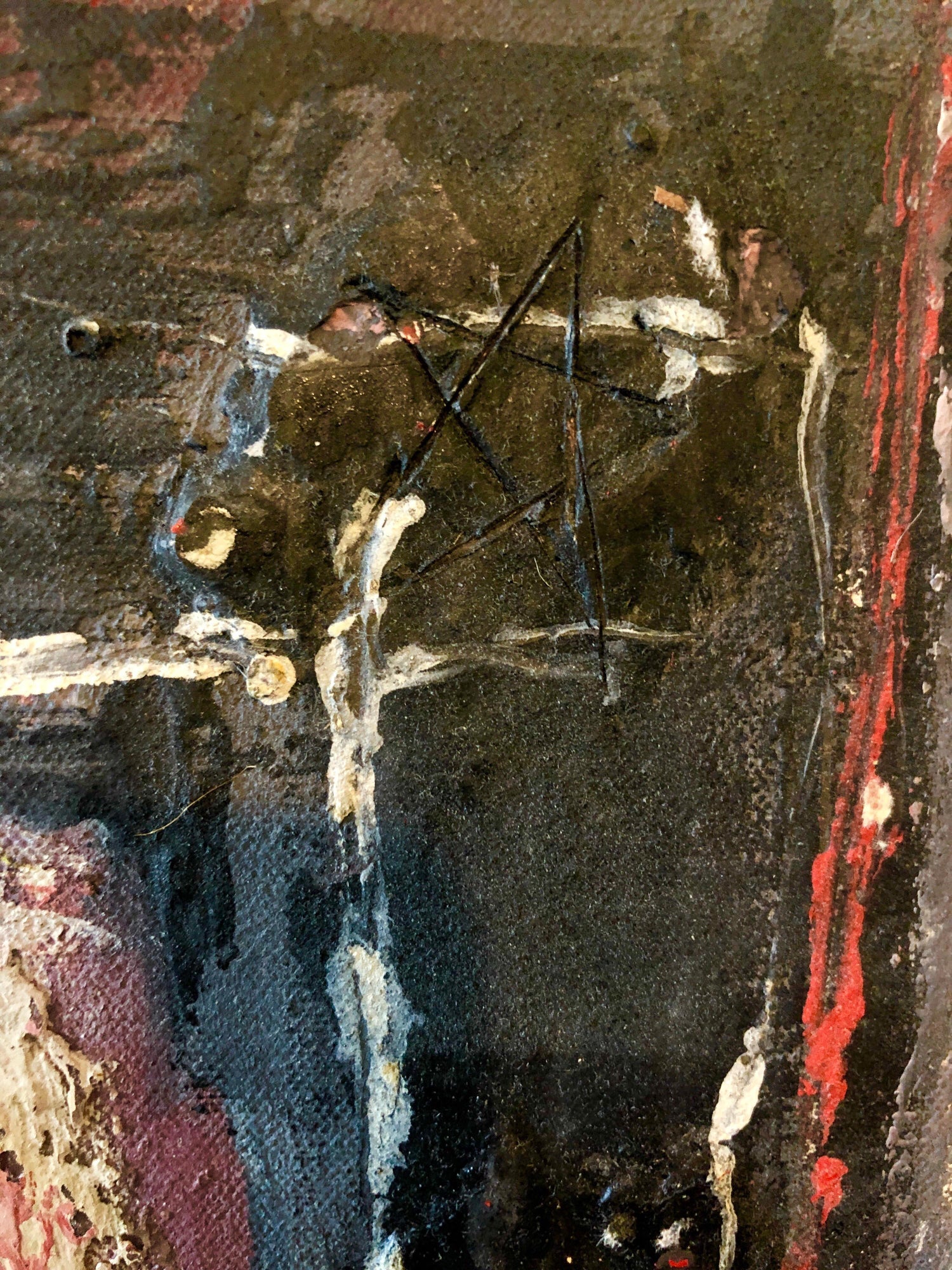 Abstract Expressionist Happy Bicentennial Baby, American Flag Collage Painting