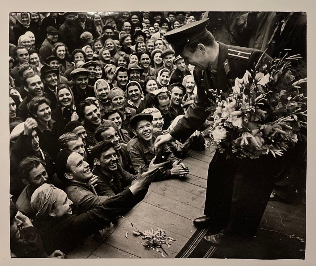 Large Silver Gelatin Photograph Russian USSR Soviet Parade Yuri Gagarin Photo