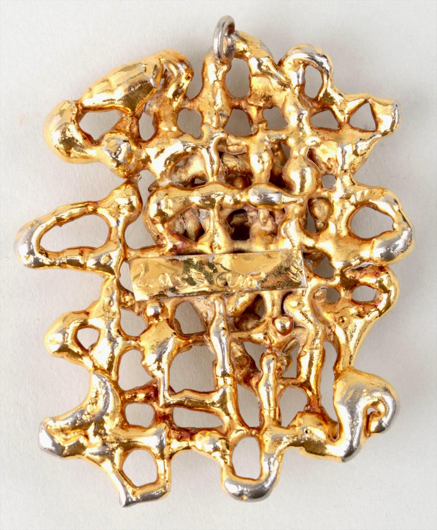 Vintage Abstract Expressionist Ibram Lassaw Modernist Bronze Sculpture Pendant