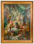Large Oil Painting Circus Scene Clowns Rediscovered NY Artist Jonah Kinigstein